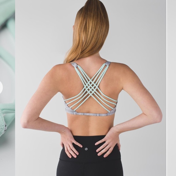 lululemon Free To Be Wild Bra - Cyber Stripe White Silver Fox / Sea Mist - Picture 2 of 7